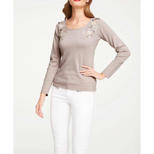 Feinstrickpullover m. Pailletten, mauve
