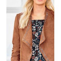 Designer-Lamm-Velourslederjacke m. Ösen, cognac