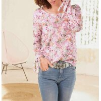 Designer-Druckpullover, ecru-khaki-pink