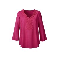 Designer-Leinen-Bluse m. Spitze, pink