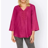 Designer-Leinen-Bluse m. Spitze, pink