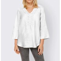 Linen blouse with lace, ecru
