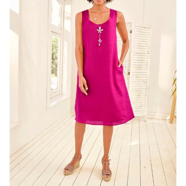 Designer-Leinenkleid, pink
