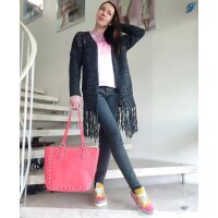 Marken-Cardigan, schwarz-melange