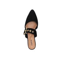 Ziegen-Veloursleder-Pantolette, schwarz
