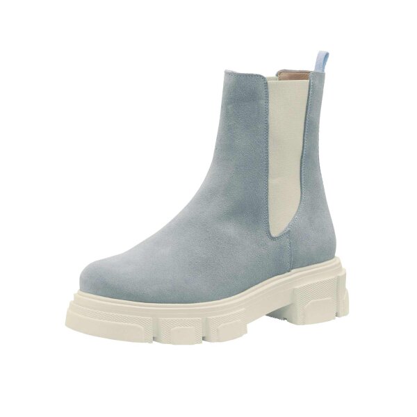 Cowhide suede boots, light blue