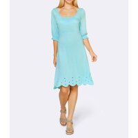 Jersey dress with eyelet embroidery, aqua
