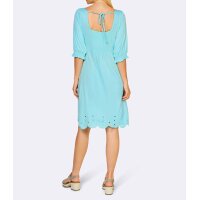 Jersey dress with eyelet embroidery, aqua