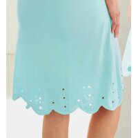 Jersey dress with eyelet embroidery, aqua