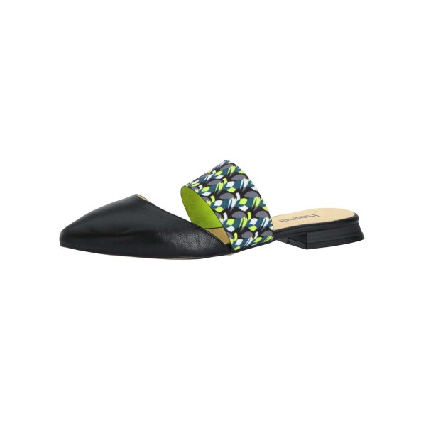 Leather mule, black-green