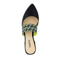 Leather mule, black-green