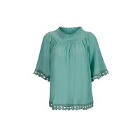 Crinkle blouse with lace trim, sage
