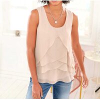 Designer-Lagen-Blusentop m. Volants, puder