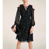 Chiffon-Kleid m. Cut-Outs, schwarz-ecru