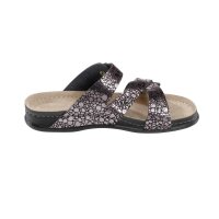 Rindleder-Pantolette, m.Metallic-Effekt, anthrazit