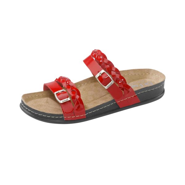 Lack-Rindleder-Pantolette, rot