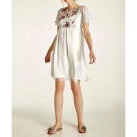 Kleid m. Stickerei, ecru-bunt