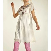 Kleid m. Stickerei, ecru-bunt