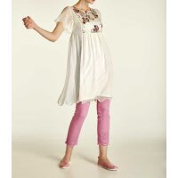 Kleid m. Stickerei, ecru-bunt