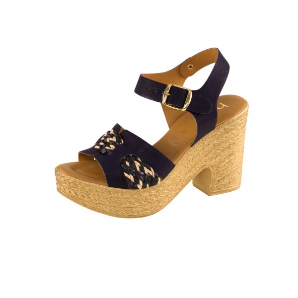 Sandal with braid pattern, black-beige