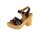 Sandal with braid pattern, black-beige