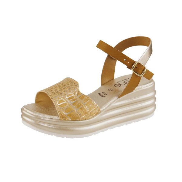 Sandal with cork look, camel-gold coloured