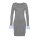 Marken-Feinstrickkleid m. Volant, grau