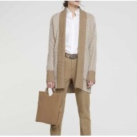 Designer-Rippenstrickjacke m. Kaschmir, camel-ecru