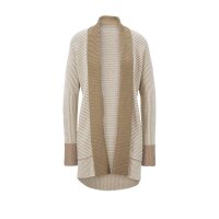Designer-Rippenstrickjacke m. Kaschmir, camel-ecru
