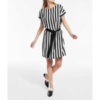 Kleid m. Gürtel, schwarz-weiß