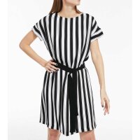Kleid m. Gürtel, schwarz-weiß