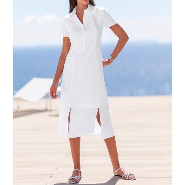 Designer-Hemdblusenkleid, weiß