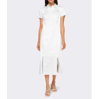 Designer-Hemdblusenkleid, weiß