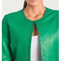 Designer-Lammnappalederjacke, smaragd