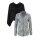Marken-Bluse + Poncho, schwarz-grau-blau