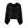Marken-Bluse + Poncho, schwarz-grau-blau