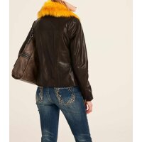 Lammnappalederjacke m. Webpelz, braun