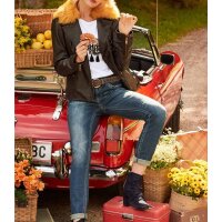 Lammnappalederjacke m. Webpelz, braun