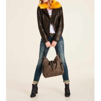 Lammnappalederjacke m. Webpelz, braun
