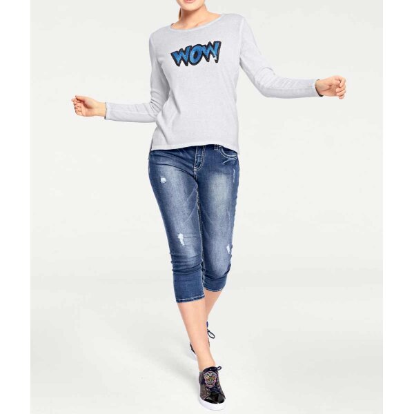 Knit sweater with sequins, ecru