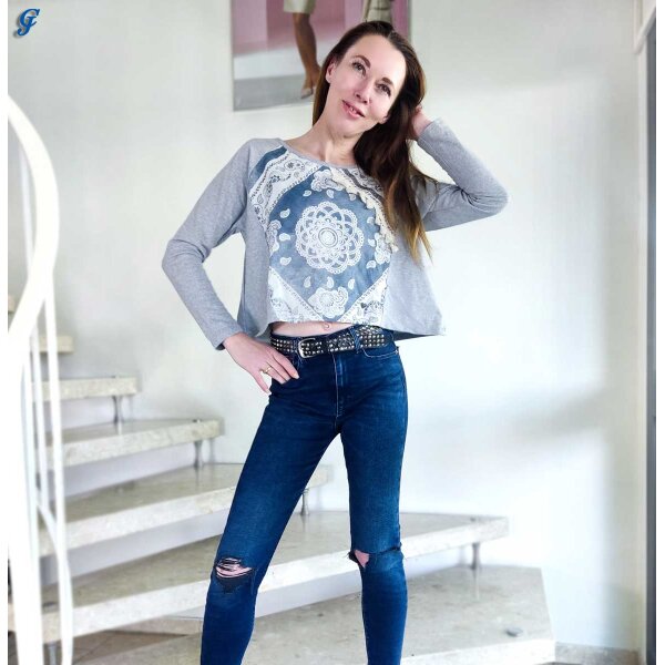 Marken-Sweatshirt, grau-blau