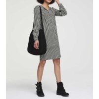 Print dress, black-offwhite