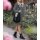 Print dress, black-offwhite