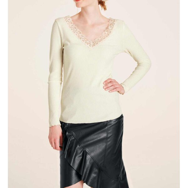 Shirt m. Spitze, ecru