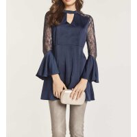 Bluse m. Spitze, nachtblau
