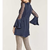 Blouse with lace, midnight blue
