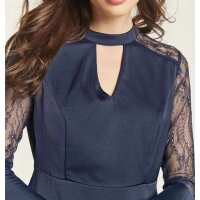 Blouse with lace, midnight blue