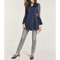 Blouse with lace, midnight blue
