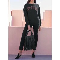 Sweatshirt m. Strass, schwarz