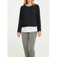 2-in-1-Bluse m. Schmuckkette, schwarz-weiß
